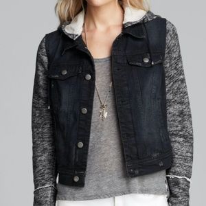 Free People Knit Hooded Denim Jacket